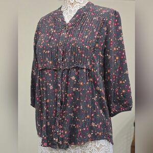 Matilda Jane Floral Ruffle Font Blouse Sz M